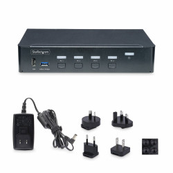 StarTech.com Switch KVM DisplayPort 4 Ports, Moniteur Unique 4K 60Hz, 6 Ports USB, Commutation par Touche de Raccourci et Bouto