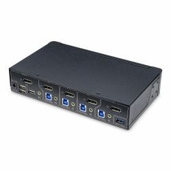 StarTech.com Switch KVM DisplayPort 4 Ports, Moniteur Unique 4K 60Hz, 6 Ports USB, Commutation par Touche de Raccourci et Bouto