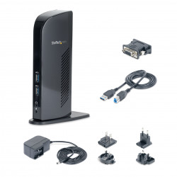 StarTech.com Station d'Accueil pour Ordinateur Portable USB 3.0 à Double Écran avec HDMI et DVI/VGA, Hub USB-A 6x, GbE, Audio