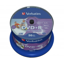 Verbatim DVD+R Wide Inkjet Printable No ID Brand 4,7 Go 50 pièce(s)