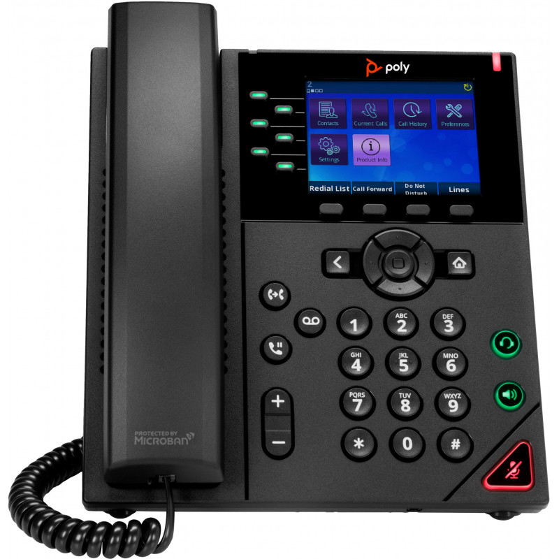 POLY Téléphone IP OBi VVX 350 à 6 lignes et compatible PoE avec module d’alimentation
