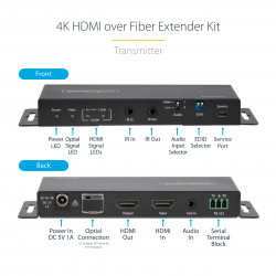 StarTech.com Kit Extender HDMI Fibre Optique - 4K60Hz jusqu'à 1km (Monomode) ou 300m (Multimode) Fibre optique LC, HDR, HDCP, 