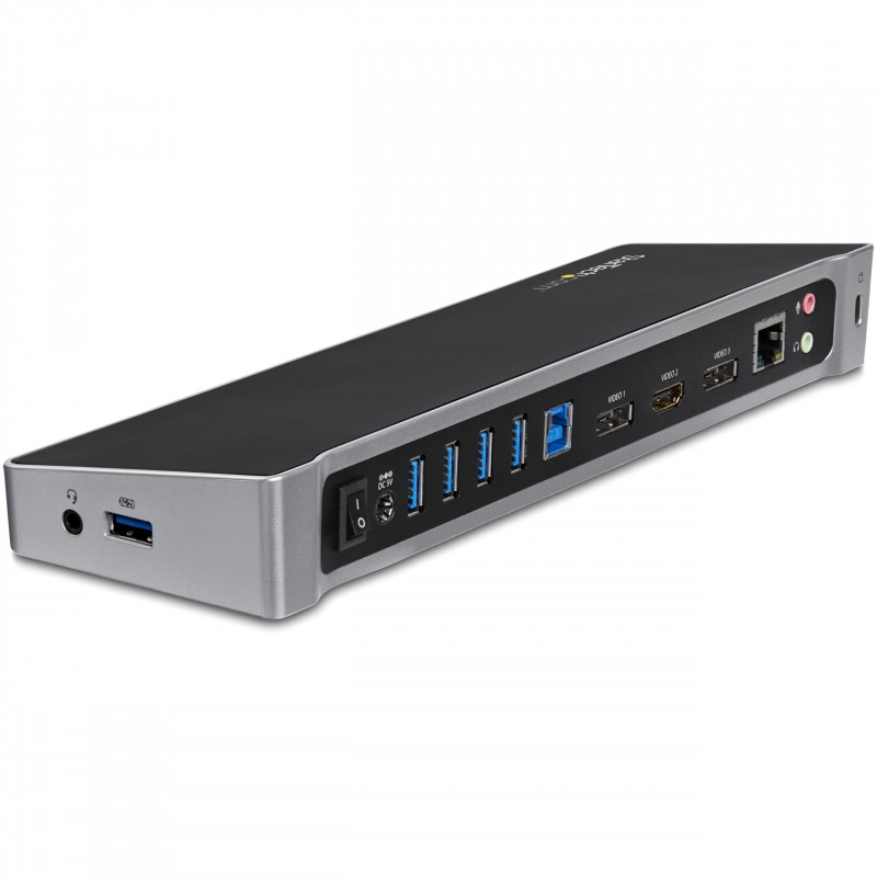 StarTech.com Station d'Accueil USB 3.0 à 3 Écrans avec 2x 4K DisplayPort et HDMI - Hub USB-A à 5 Ports (1x Fast-Charge), Aud