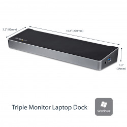 StarTech.com Station d'Accueil USB 3.0 à 3 Écrans avec 2x 4K DisplayPort et HDMI - Hub USB-A à 5 Ports (1x Fast-Charge), Aud