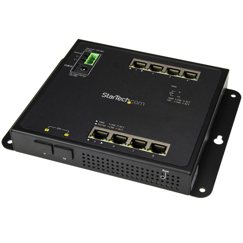 StarTech.com Switch Gigabit Ethernet géré à 8 ports avec 2 connexions SFP - Fixation murale et accès en façade