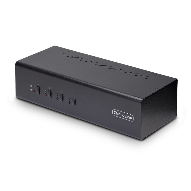 StarTech.com Switch KVM 4 Ports DisplayPort pour Deux Moniteurs, KVM 4K 60Hz, 2 Ports USB 5Gbps, 2 Ports USB 2.0 HID, Commutate