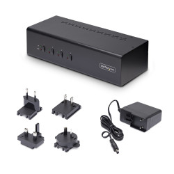StarTech.com Switch KVM 4 Ports DisplayPort pour Deux Moniteurs, KVM 4K 60Hz, 2 Ports USB 5Gbps, 2 Ports USB 2.0 HID, Commutate