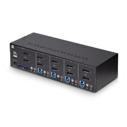 StarTech.com Switch KVM 4 Ports DisplayPort pour Deux Moniteurs, KVM 4K 60Hz, 2 Ports USB 5Gbps, 2 Ports USB 2.0 HID, Commutate