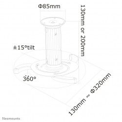 Neomounts BEAMER-C80 Support de plafond pour vidéoprojecteur - h13-20 cm - orientable