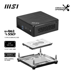 MSI Cubi N ADL-N100 BB 0.66L sized PC Noir Intel SoC 3,4 GHz