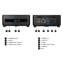MSI Cubi 5 10M COMPACT PC I5-10210U 0.66L sized PC Noir Intel SoC 4,2 GHz