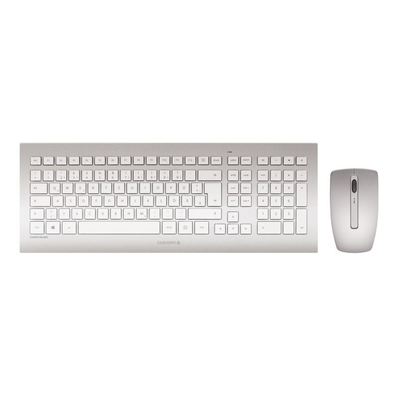 CHERRY DW 8000 clavier Souris incluse RF sans fil QWERTY Anglais américain Argent, Blanc