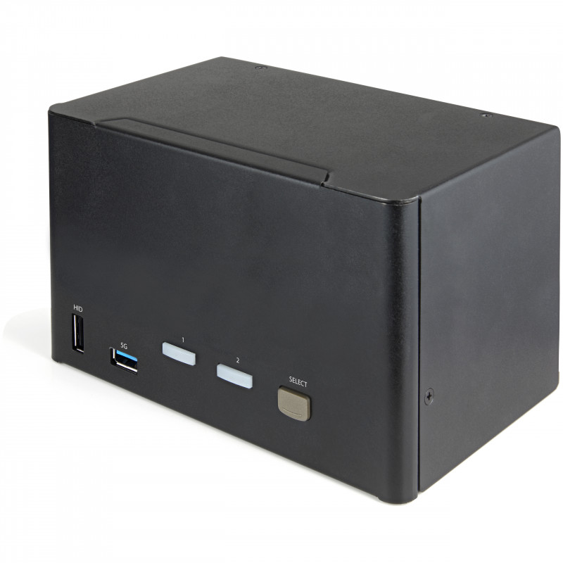 StarTech.com Switch KVM 2 Ports Quadruple Écran DisplayPort - 4K 60Hz UHD HDR - Concentrateur KVM 4K DP 1.2 avec 2 Ports USB 3
