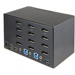 StarTech.com Switch KVM 2 Ports Quadruple Écran DisplayPort - 4K 60Hz UHD HDR - Concentrateur KVM 4K DP 1.2 avec 2 Ports USB 3