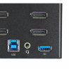 StarTech.com Switch KVM 2 Ports Quadruple Écran DisplayPort - 4K 60Hz UHD HDR - Concentrateur KVM 4K DP 1.2 avec 2 Ports USB 3
