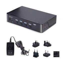 StarTech.com Switch KVM DisplayPort 4 Ports - 8K 60H/4K 144Hz, Écran Unique, DisplayPort 1.4, 2 Ports USB 3.0, 4x USB 2.0 HID,