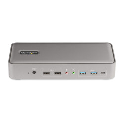 StarTech.com Docking Station KVM USB-C pour Deux PC Portables - Station d'Accueil DisplayPort 4K 60Hz pour 2 Moniteurs - Hub US