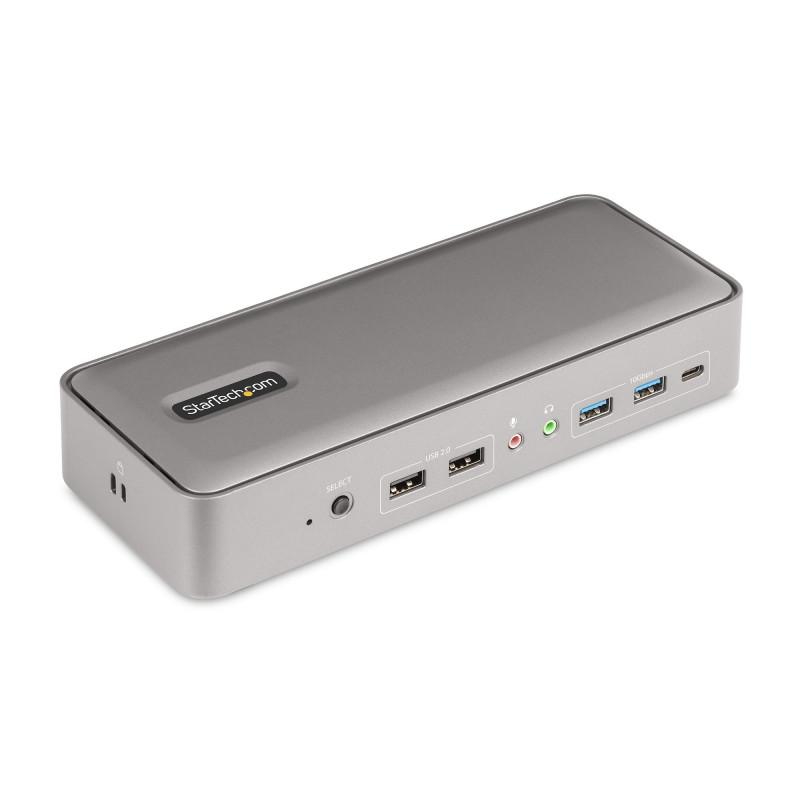 StarTech.com Docking Station KVM USB-C pour Deux PC Portables - Station d'Accueil DisplayPort 4K 60Hz pour 2 Moniteurs - Hub US