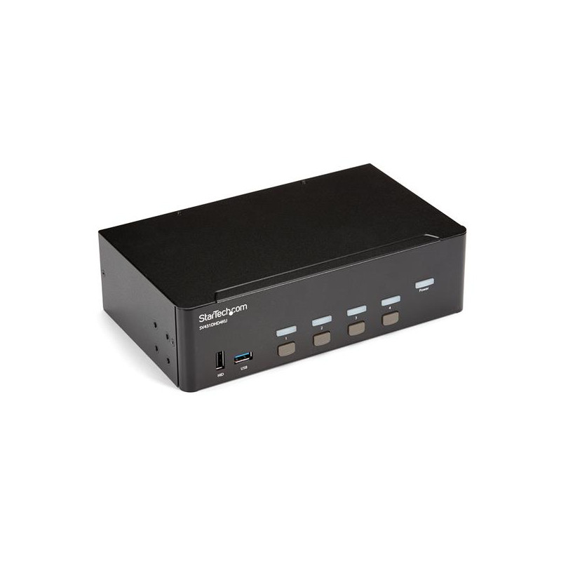 StarTech.com Switch KVM double affichage HDMI 4K 30 Hz à 4 ports avec hub USB intégré