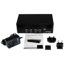 StarTech.com Switch KVM USB 2 Ecrans DVI pour 4 Ordinateurs avec Audio - Commutateur KVM