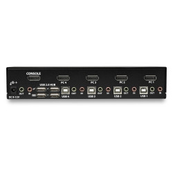 StarTech.com Switch KVM DisplayPort à 4 Ports - 4K60Hz - Écran Unique - Switch KVM USB UHD DP 1.2 à 2 Ports avec Hub USB 3.0