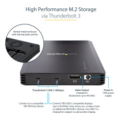 StarTech.com Boîtier SSD M.2 NVMe Thunderbolt 3 à 4 Baies - Boîtier Disque Dur Externe 1 DisplayPort vidéo et 2 Ports TB3 D