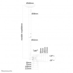 Neomounts FPMA-C050SILVER Support de plafond pour écran de 10-30" - h60-85 cm