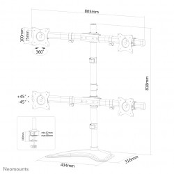 Neomounts NM-D335D4BLACK Support d'écran à poser 10-27"