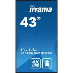 iiyama LH4365UHSB-B1 Écran d'affichage dynamique En forme de kiosk 108 cm (42.5") LED Wifi 800 cd/m² 4K Ultra HD Noir Intégr