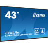 iiyama LH4365UHSB-B1 Écran d'affichage dynamique En forme de kiosk 108 cm (42.5") LED Wifi 800 cd/m² 4K Ultra HD Noir Intégr
