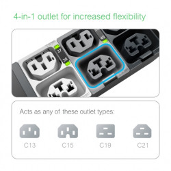 APC NetShelter Rack PDU Advanced, Contrôlé, 3PH, 22,1kW 400V 32A ou 17,3kW 415V 30A, 48 Prises, CEI309