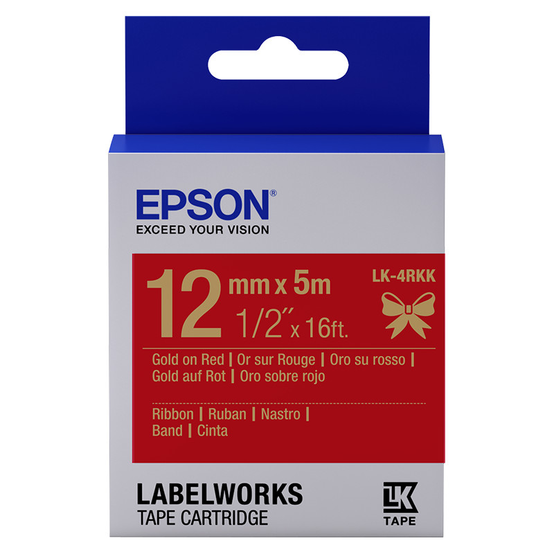 Epson Ruban satin pour étiqueteuse LK-4RKK Or/Rouge 12 mm (5 m)