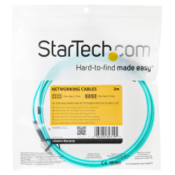 StarTech.com Câble Fibre Optique Multimode de 2m LC/UPC à LC/UPC OM3, Fibre Zipcord Full Duplex 50/125µm, Réseaux 100G, LOM