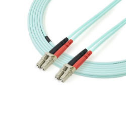 StarTech.com Câble Fibre Optique Multimode de 2m LC/UPC à LC/UPC OM3, Fibre Zipcord Full Duplex 50/125µm, Réseaux 100G, LOM