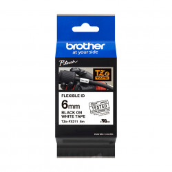 Brother TZe-FX211 - Cassette à ruban pour étiqueteuse originale – Noir sur blanc, 6 mm de large