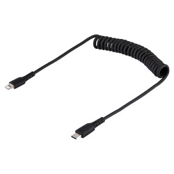 StarTech.com Câble USB-C vers Lightning de 50cm - Adaptateur USB C vers Lightning Noir Certifié Mfi, Gaine Durable en TPE - C