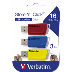 Verbatim Clé USB Store 'n Click 3 x 16 Go Rouge / Bleu / Jaune