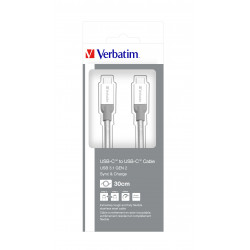 Verbatim Câble de synchronisation et de charge USB-C à USB-C USB 3.1 GÉN 2 de en acier inoxydable de 30 cm