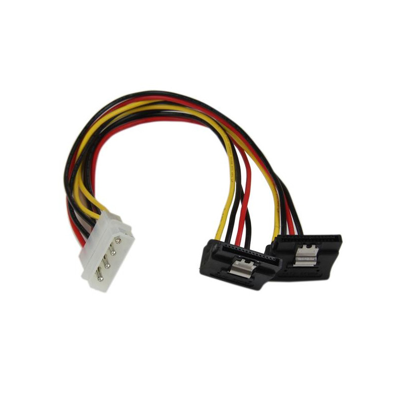 StarTech.com Câble répartiteur d'alimentation en Y LP4 vers 2 SATA à angle droit et verrouillage 30 cm - LP4 4 broches vers